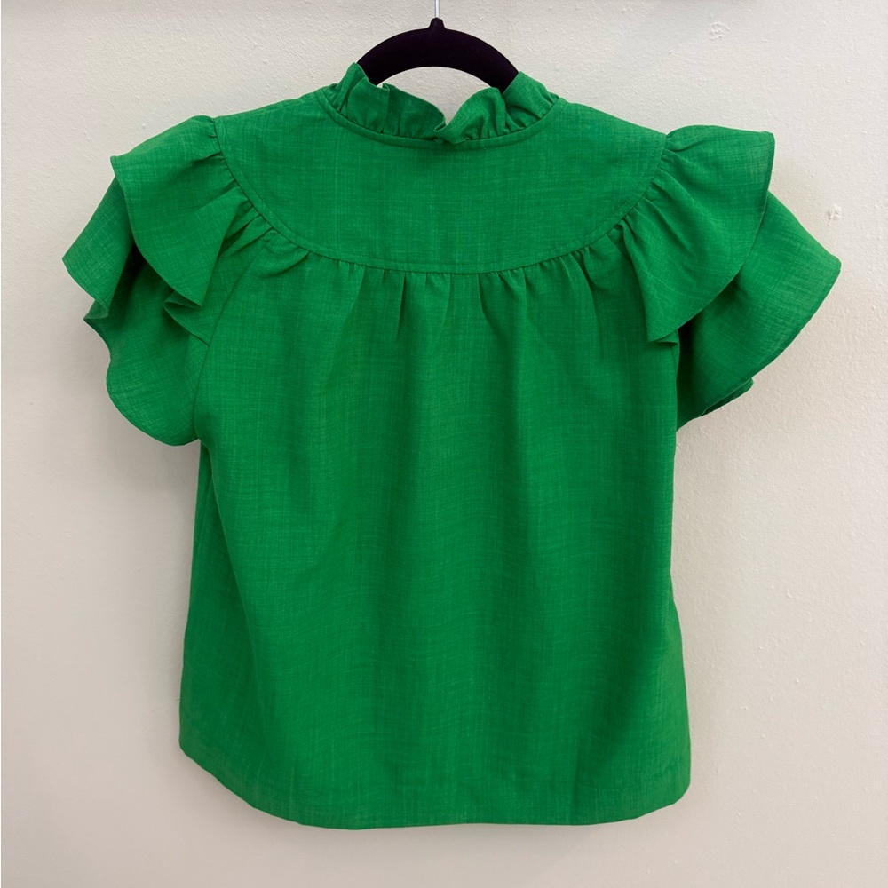 Green Ruffle Sleeve Blouse - Picture 5 of 5